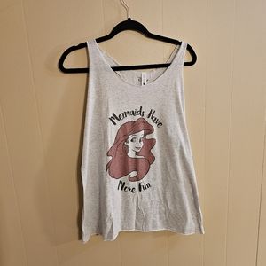 Disney Ariel Little Mermaid Have More Fun Raw Hem Racerback Tank XL NWOT